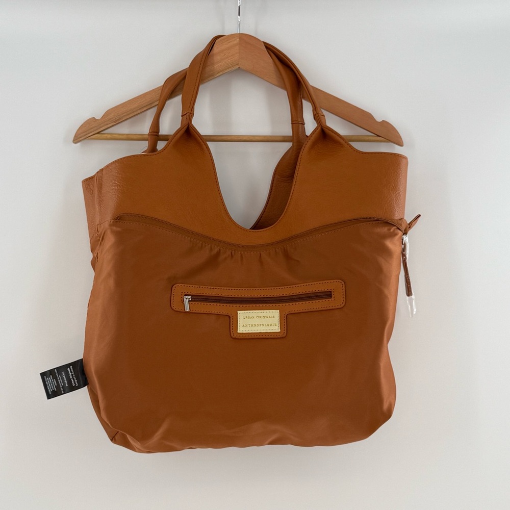 NWT Anthropologie Urban Originals Vegan Royal Buckle Slouchy Tote Golden Tan - Picture 5 of 10